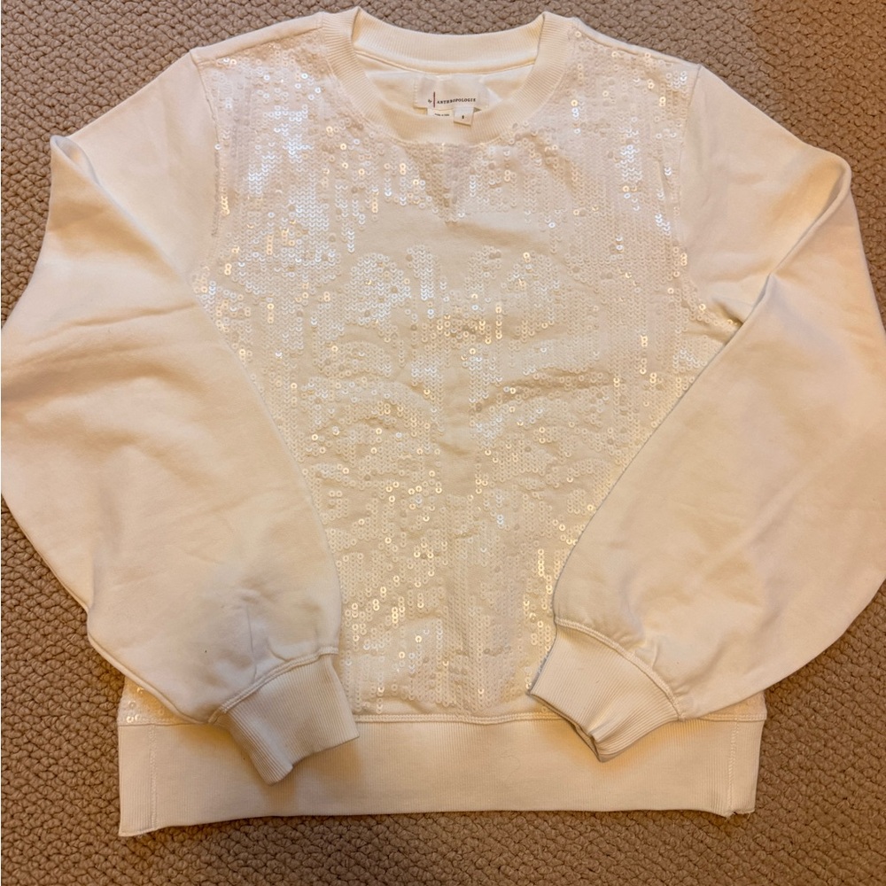 Sequin Embellished White Sweater